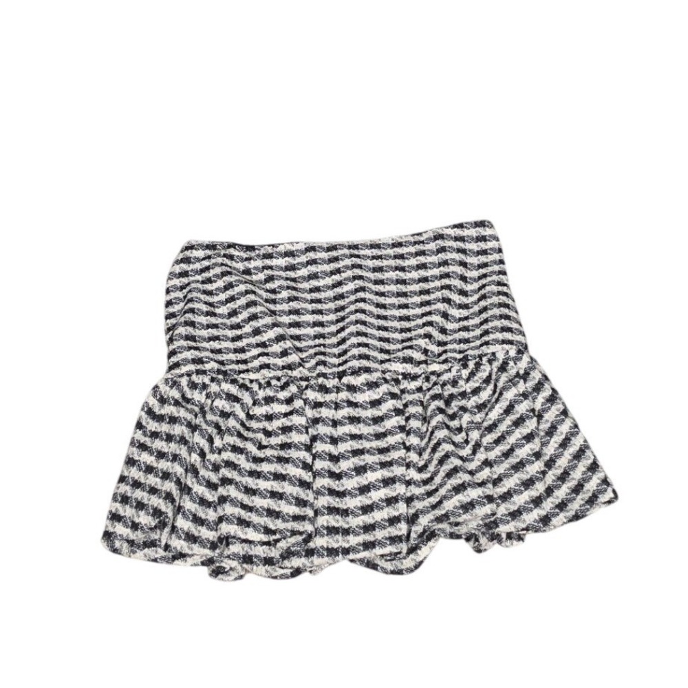 Lulus Ultra Darling Black White Gingham Tweed‎ Bubble Hem Mini Skirt XL NWT